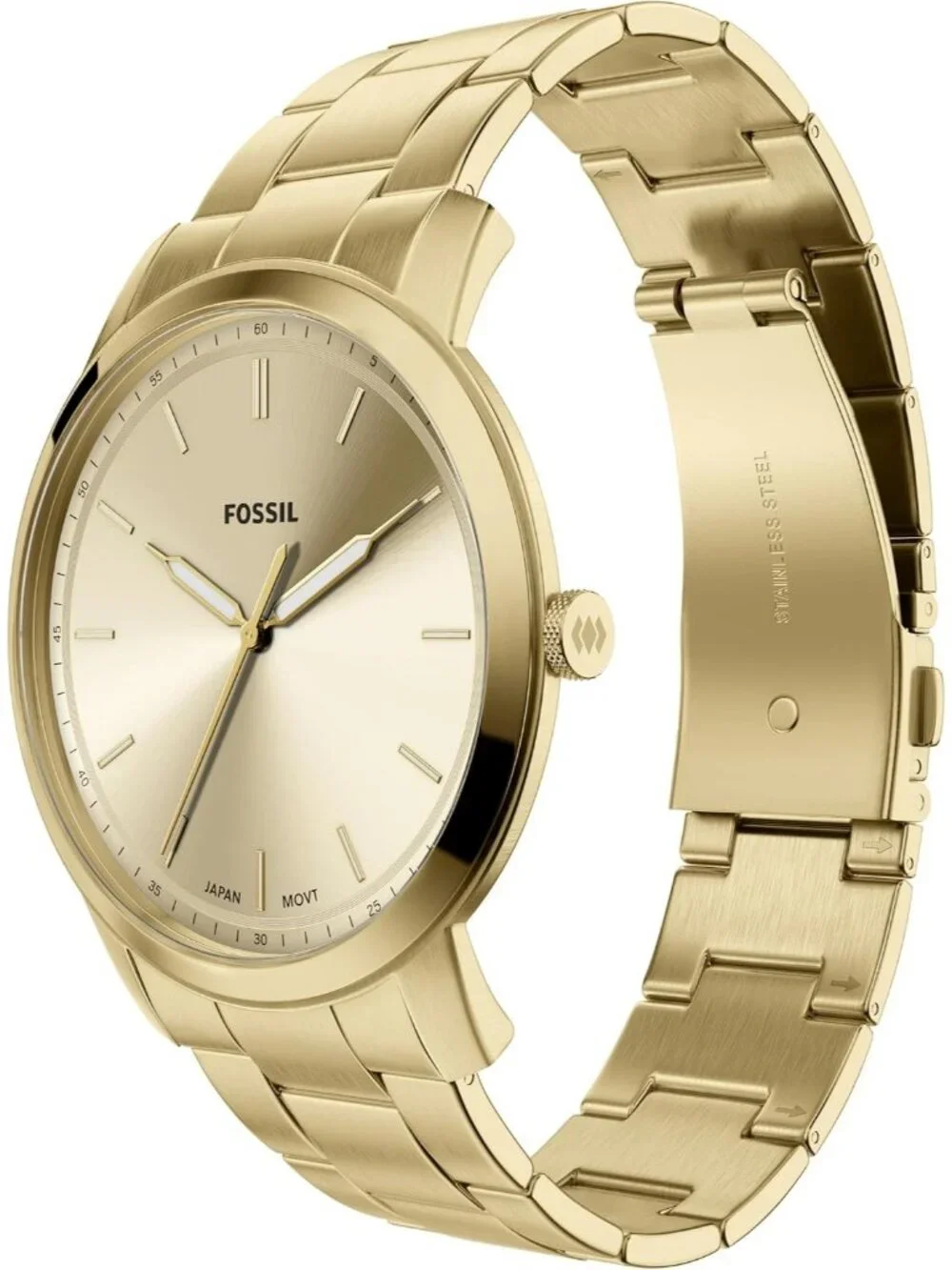 Men's Gold Minimalist Quartz Stainless Steel Mineral Crystal Wrist Watches